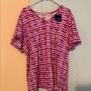 Basic Editions Pink and Black Graphic Short Sleeve Tee